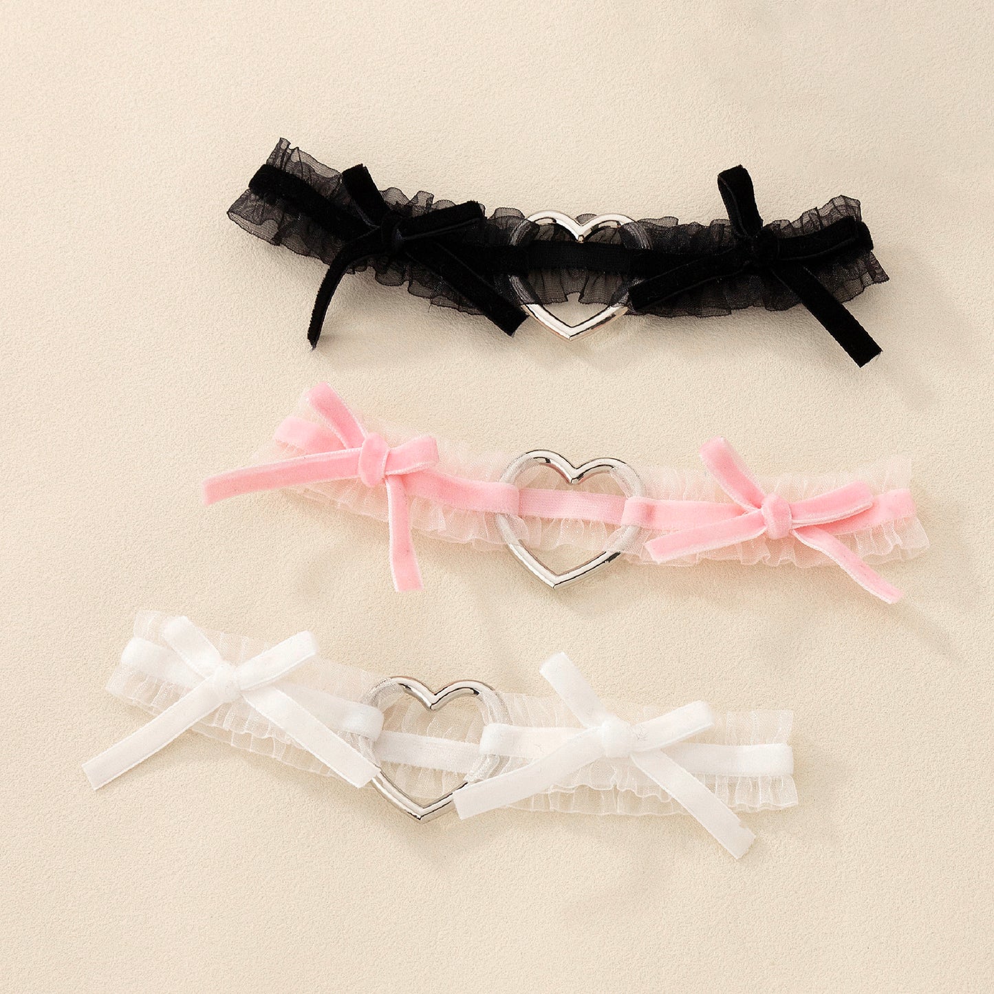 Velvet Bow Heart Garter