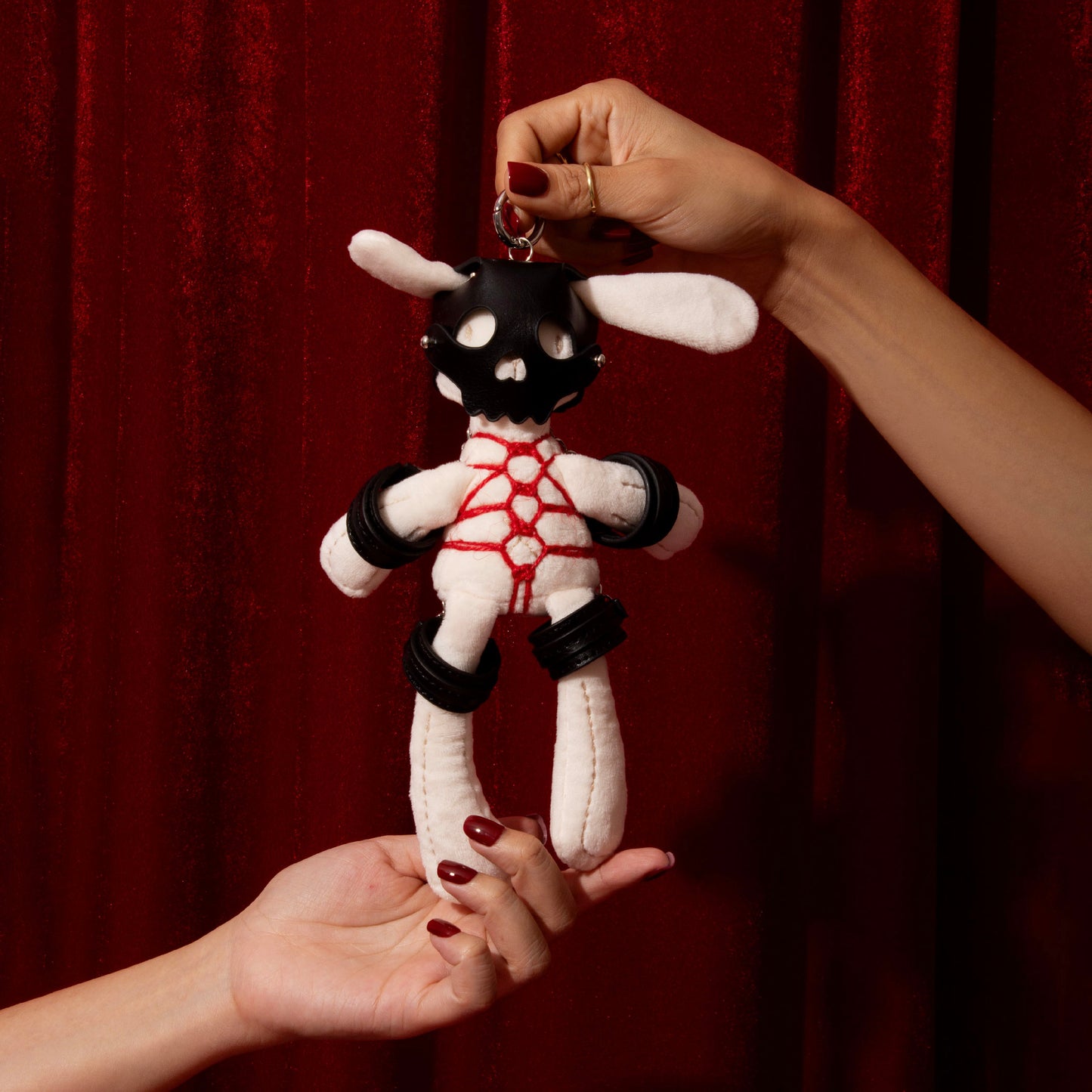 Leather Mask Shibari Bunny Keychain