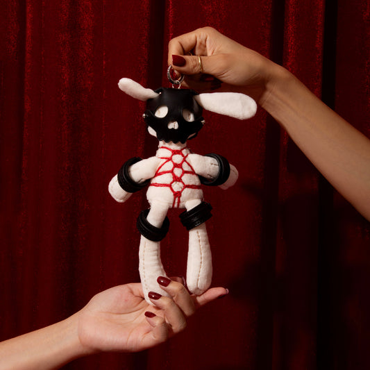 Leather Mask Shibari Bunny Keychain