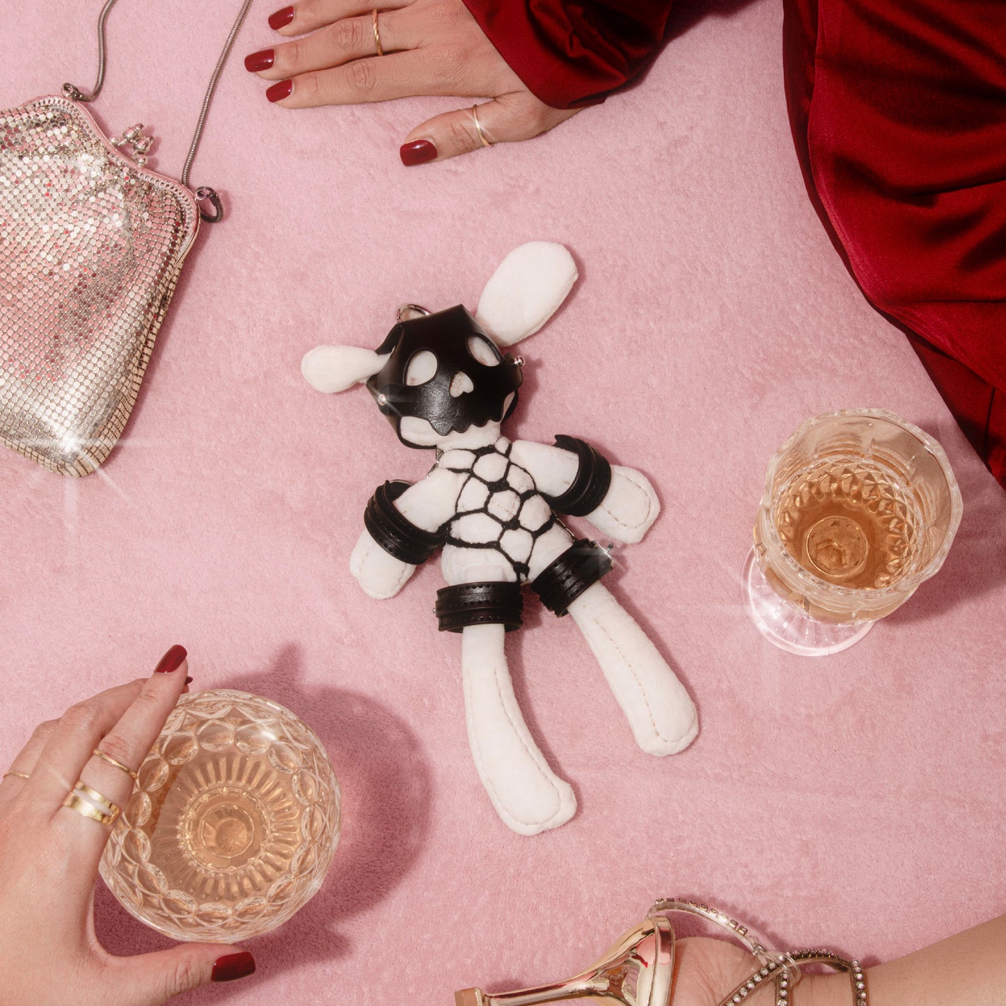 Leather Mask Shibari Bunny Keychain