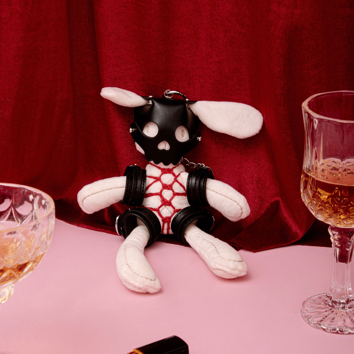 Leather Mask Shibari Bunny Keychain