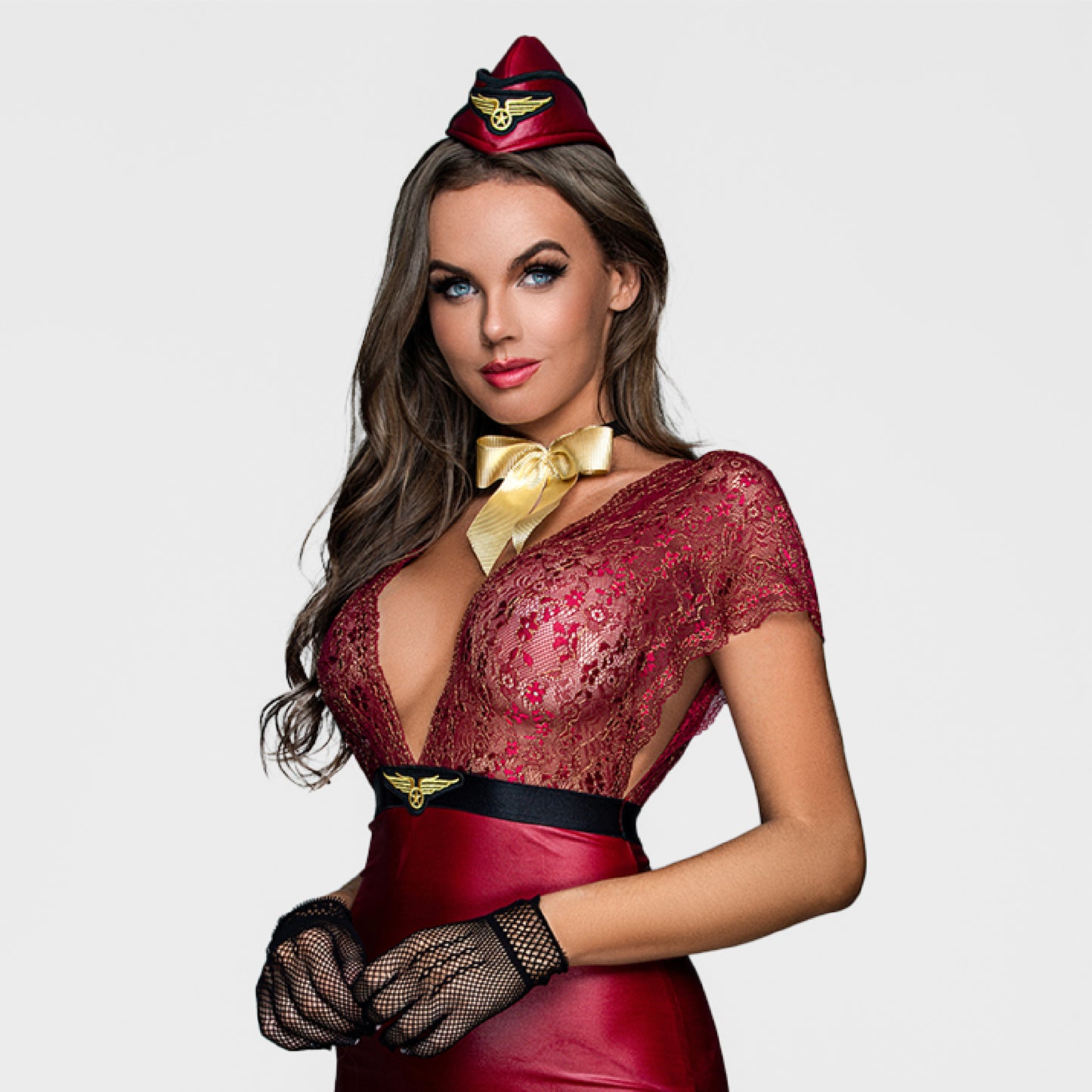 Crimson Cabin Crew Costume Set