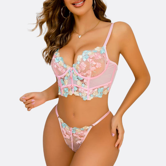 Sexy Flower Corset Set